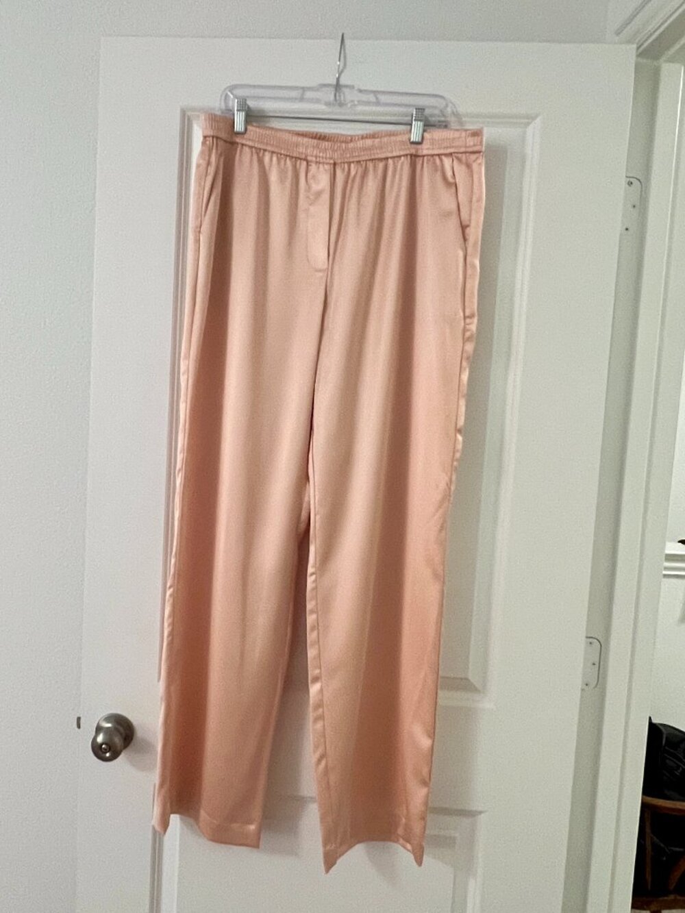 Mango Peach Pink Satin Trouser Pants, NEW
